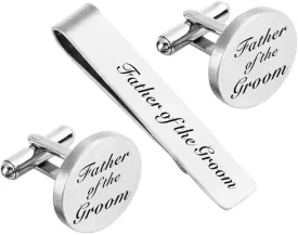 ZUNON Mens Groom Father Wedding Silver Plated Black Tie Clips Pack of 2