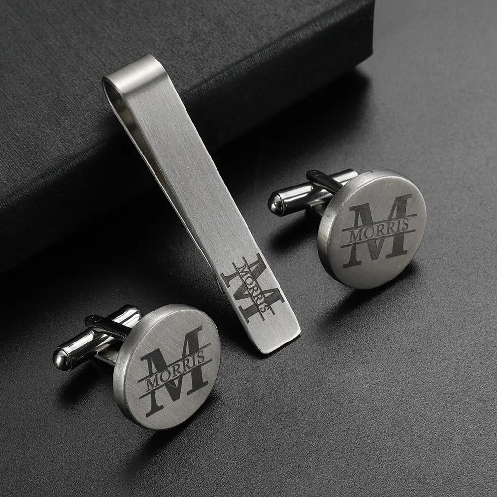 ZUNON Mens Groom Father Wedding Silver Plated Black Tie Clips Pack of 2